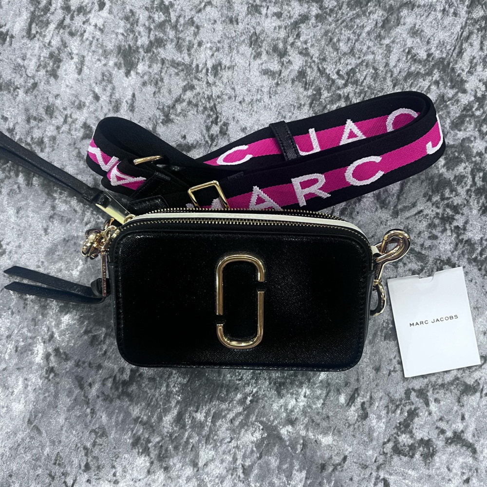 MARC JACOBS Snapshot Bag 002 Camera Bag Black Shoulder Bag Double Zipper Outlet
